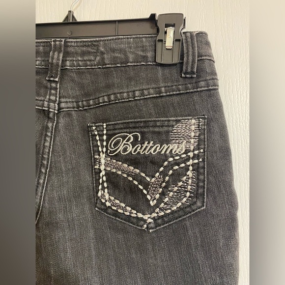 Apple Bottoms Vintage Mini Cut Off Black Jean Denim Shorts Size 14 - Picture 7 of 9